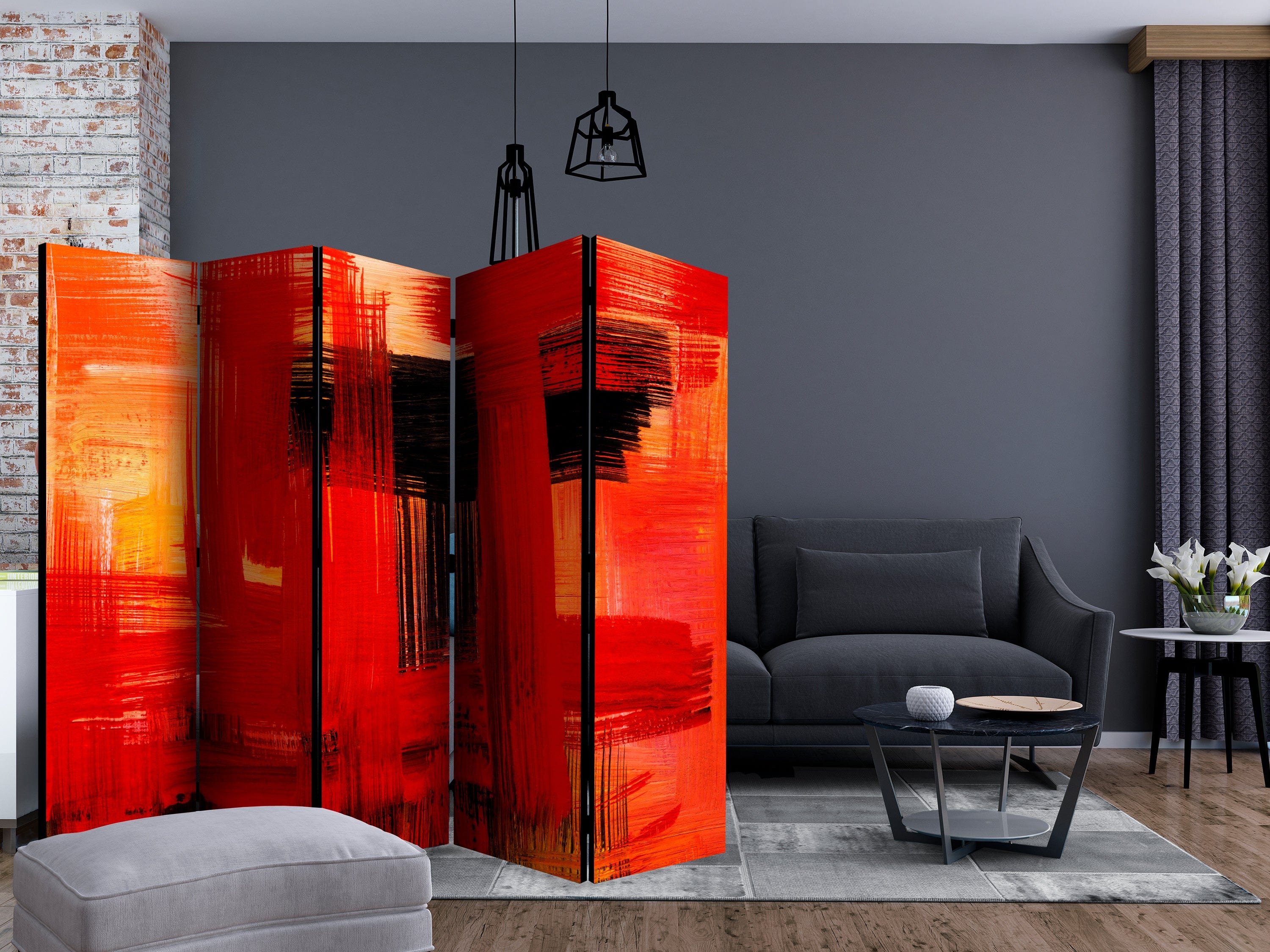 Aizslietnis 5-daļīgs - Sarkanas krāsas ekspresija (225x172cm) Home Trends