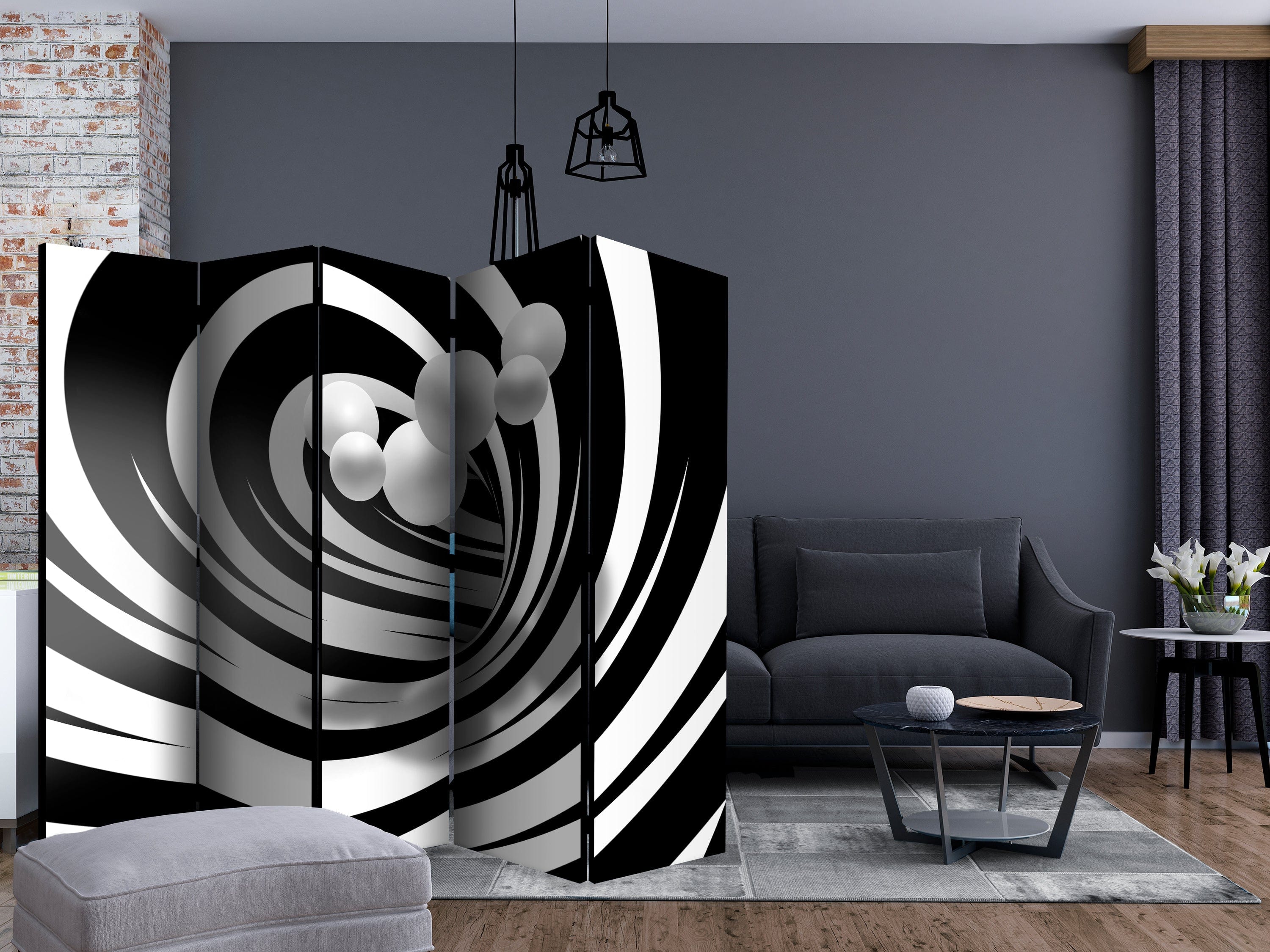 Aizslietnis 5-daļīgs - Savīti melnā un baltā krāsā (225x172cm) Home Trends