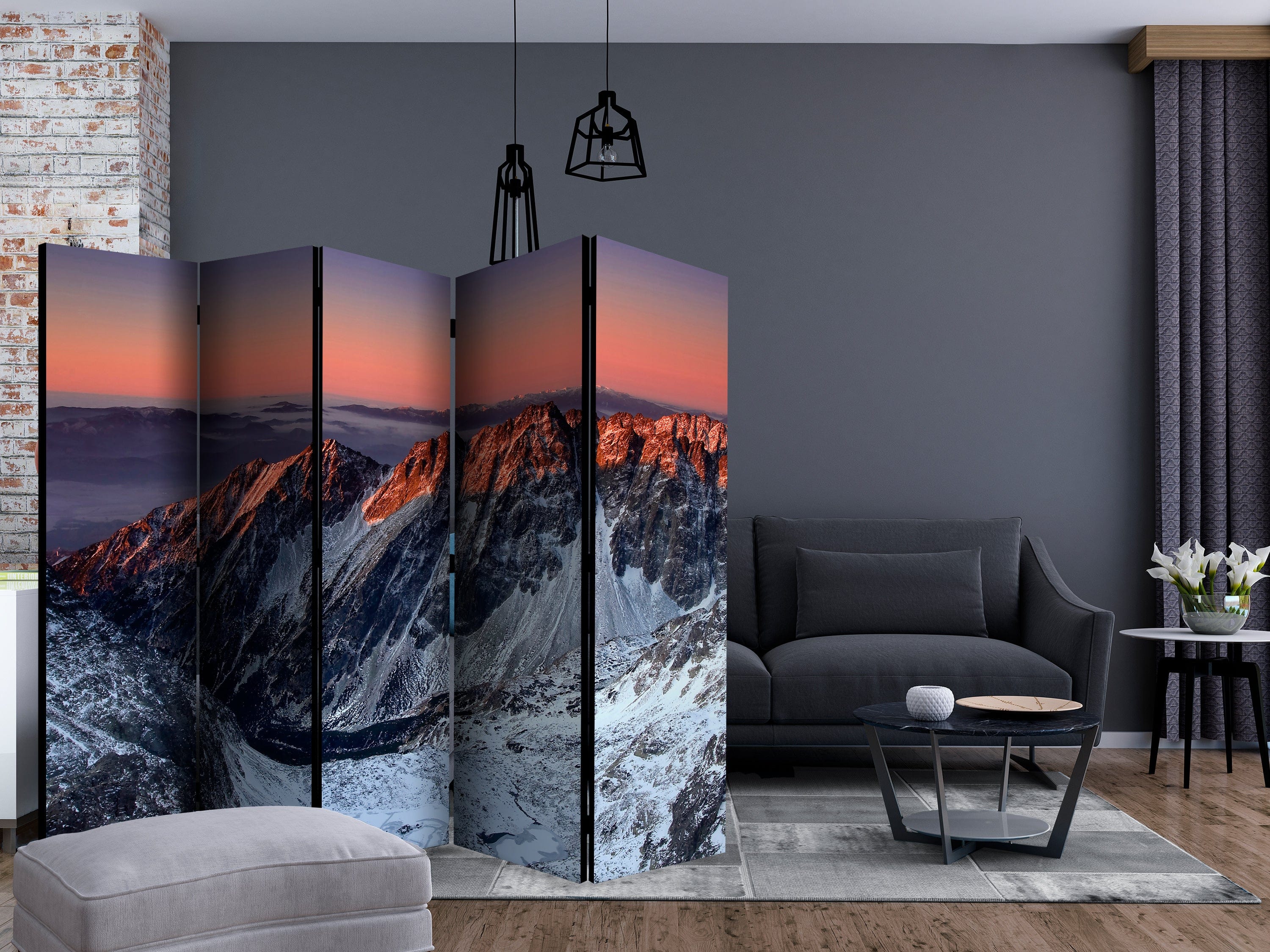 Aizslietnis 5-daļīgs - Skaists saullēkts Klinšu kalnos (225x172cm) Home Trends