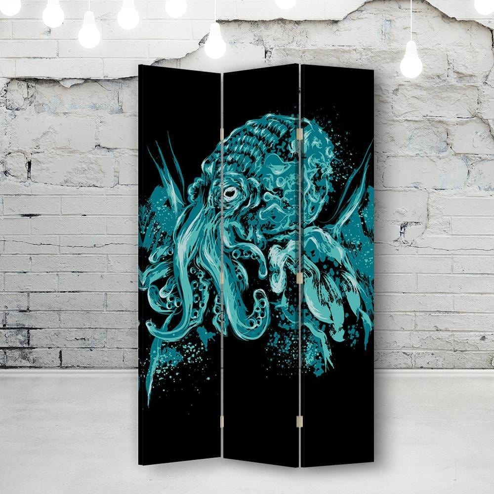 Aizslietnis ar vienpusēju apdruku, 3 paneļi, Vienpusīgs, Kanva, Space octopus. 110x175 Home Trends