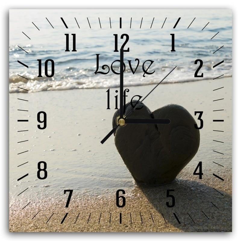 Dekoratīvais sienas pulkstenis A heart on the beach E-interjers.lv