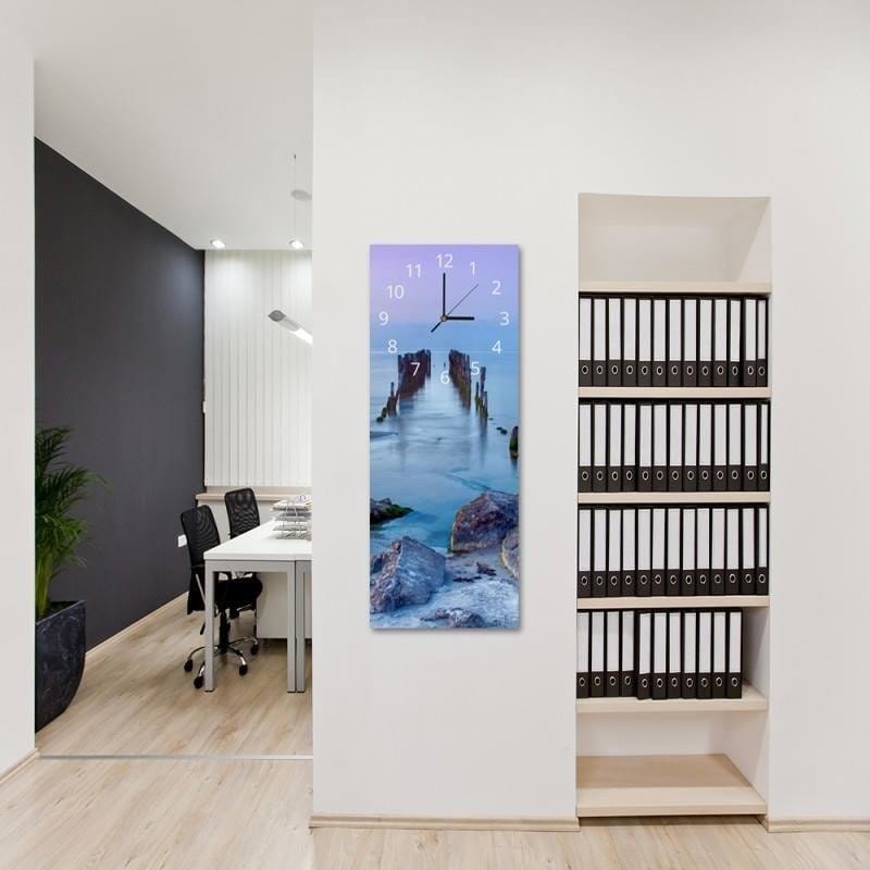 Dekoratīvais sienas pulkstenis ar jūras skatu - Tilta paliekas E-interjers.lv