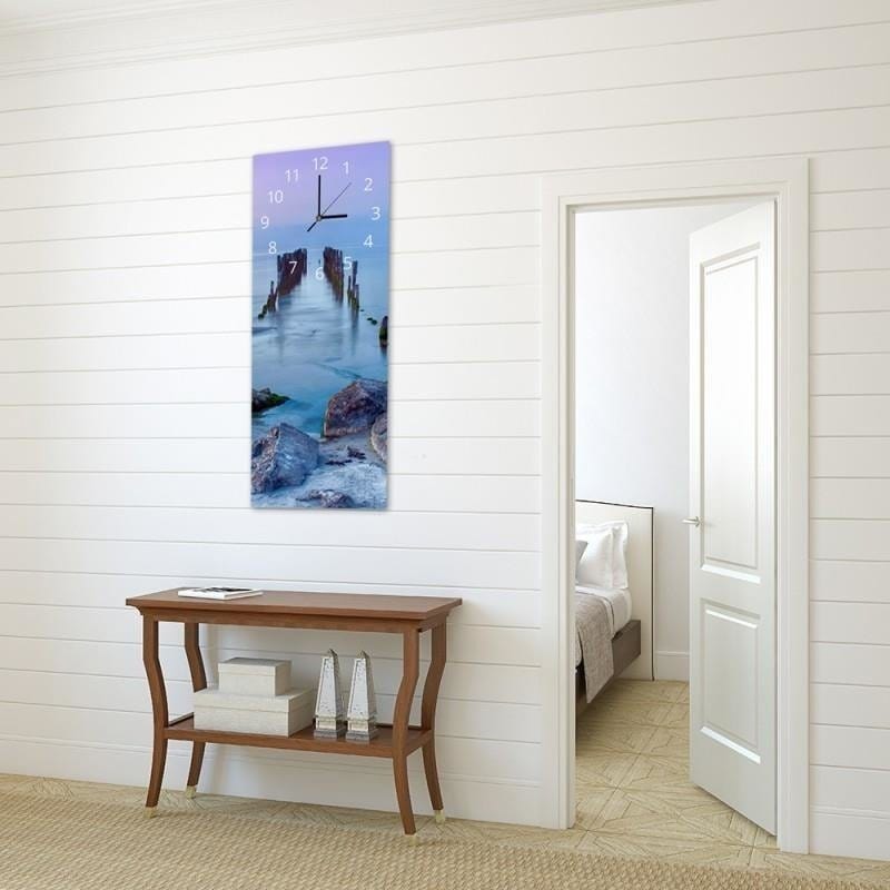 Dekoratīvais sienas pulkstenis ar jūras skatu - Tilta paliekas E-interjers.lv