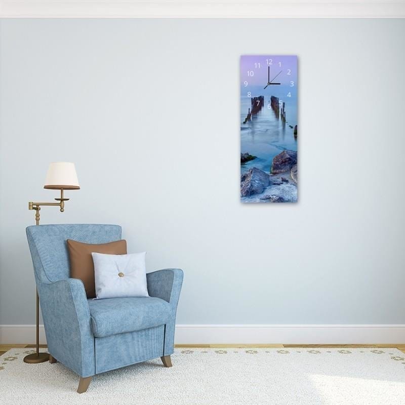 Dekoratīvais sienas pulkstenis ar jūras skatu - Tilta paliekas E-interjers.lv