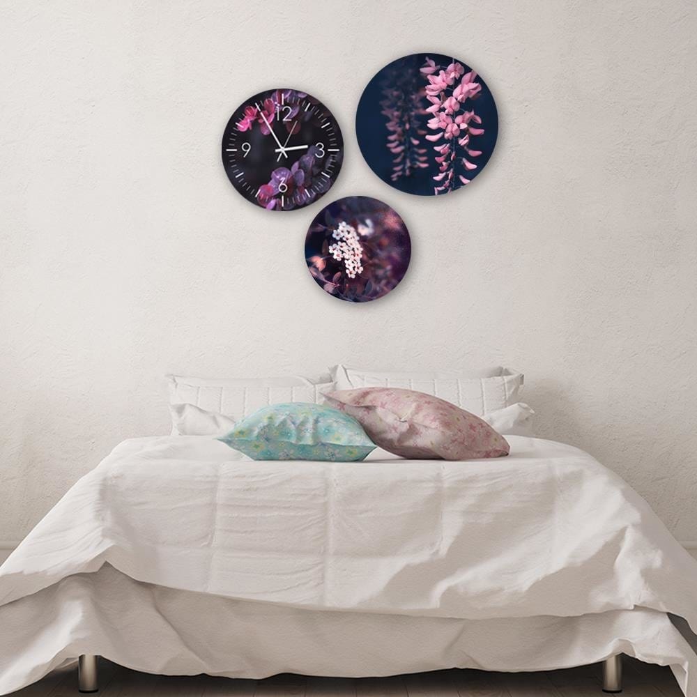 Dekoratīvais sienas pulkstenis Burgundy branches 1 E-interjers.lv