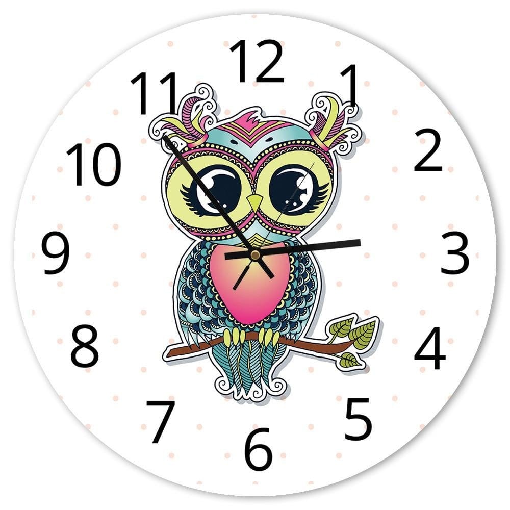 Dekoratīvais sienas pulkstenis Colourful owl E-interjers.lv