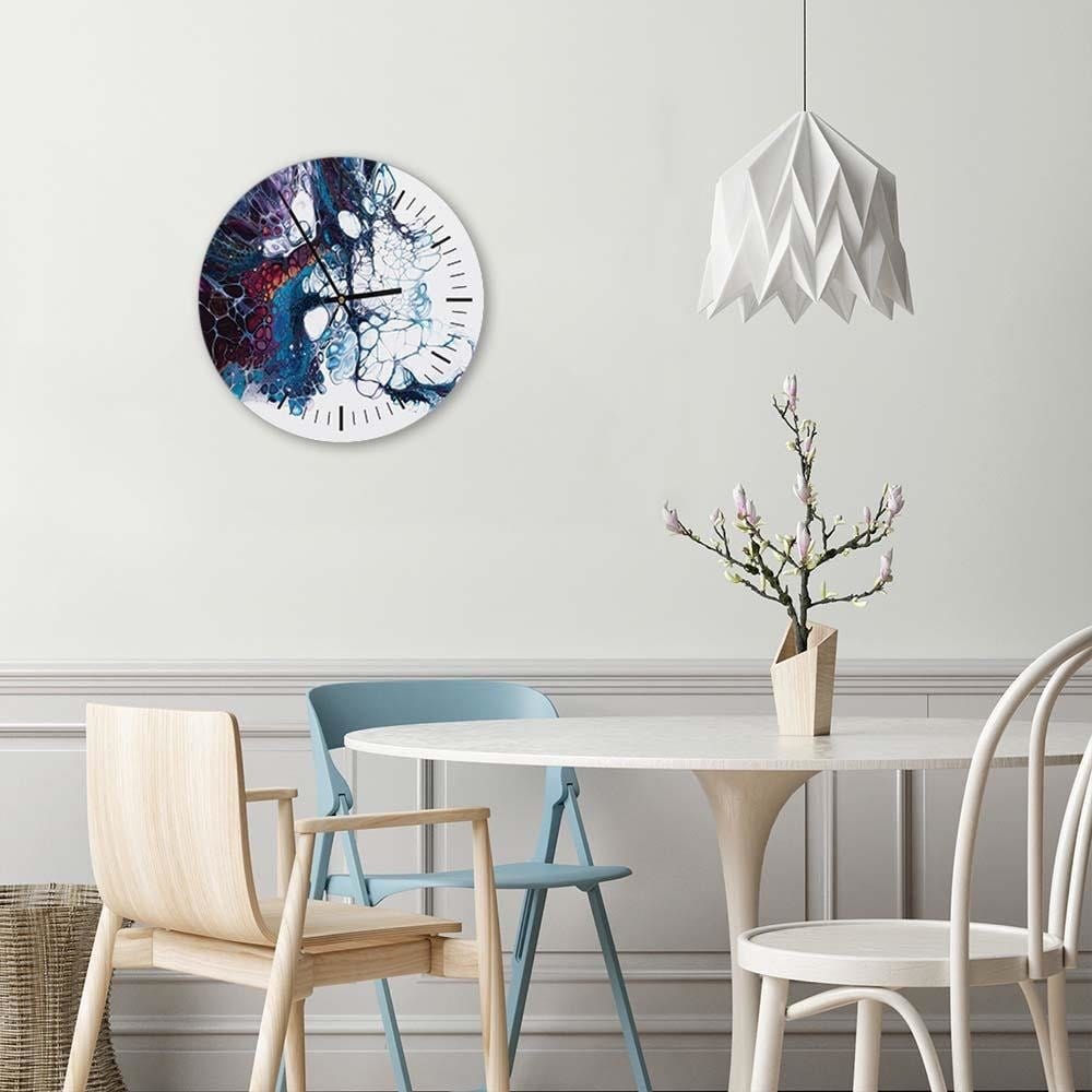 Dekoratīvais sienas pulkstenis Dark blue marble E-interjers.lv