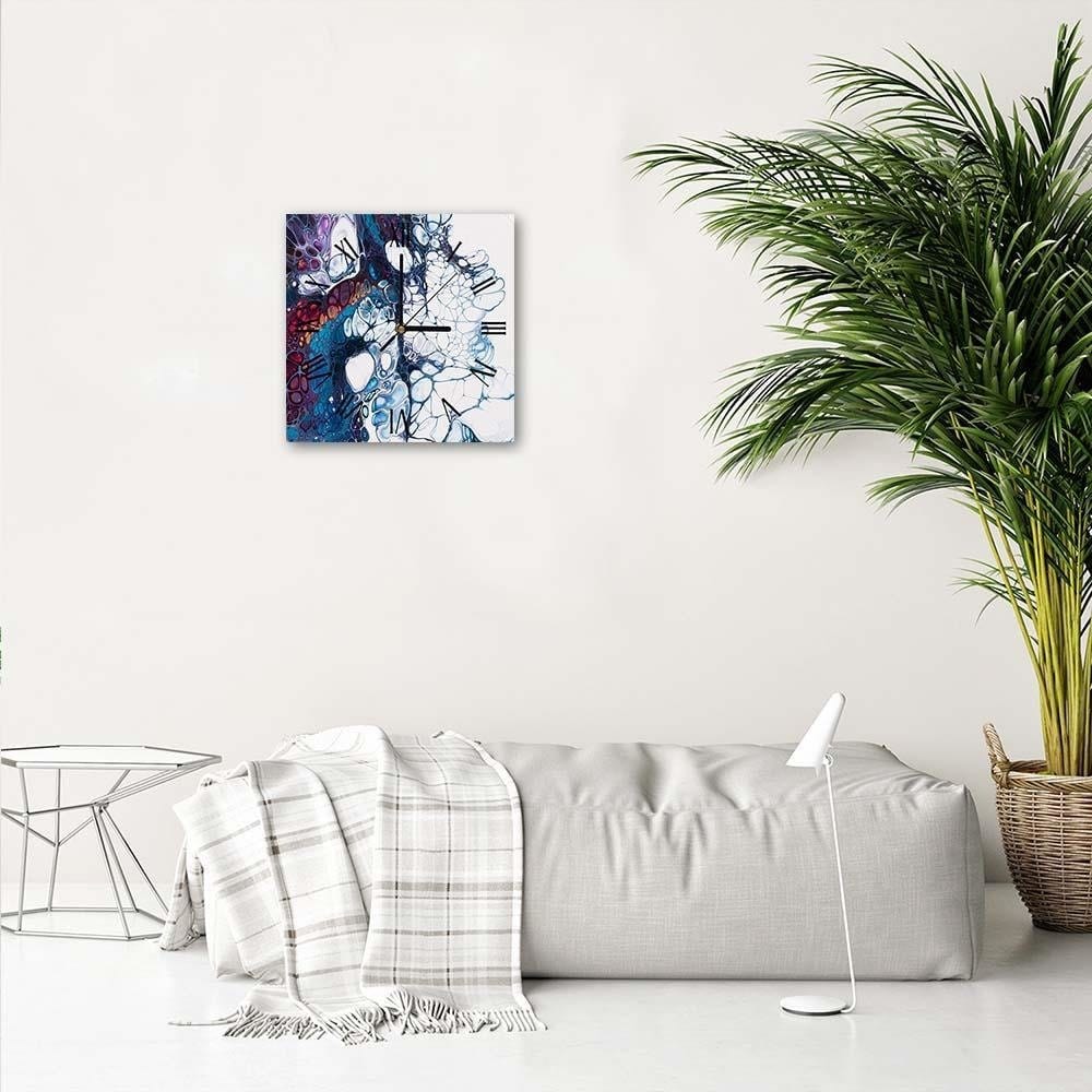 Dekoratīvais sienas pulkstenis Dark blue marble E-interjers.lv