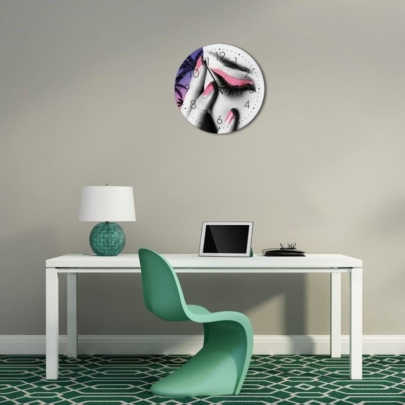 Dekoratīvais sienas pulkstenis Pink makeup E-interjers.lv