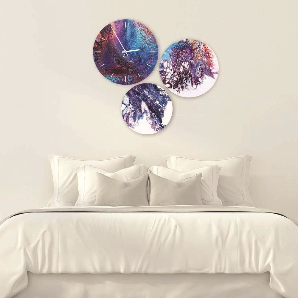 Dekoratīvais sienas pulkstenis Purple marble 2 E-interjers.lv