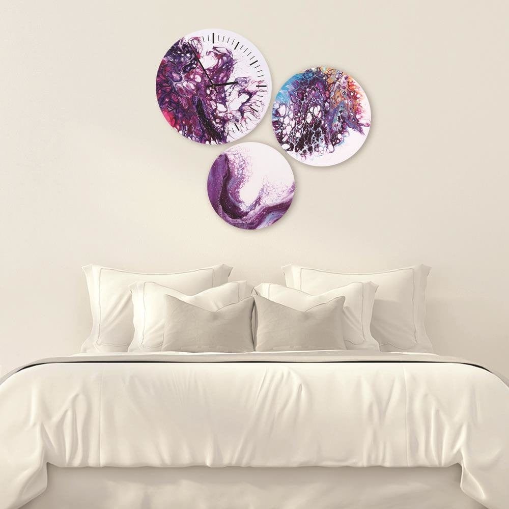 Dekoratīvais sienas pulkstenis Purple marble 3 E-interjers.lv
