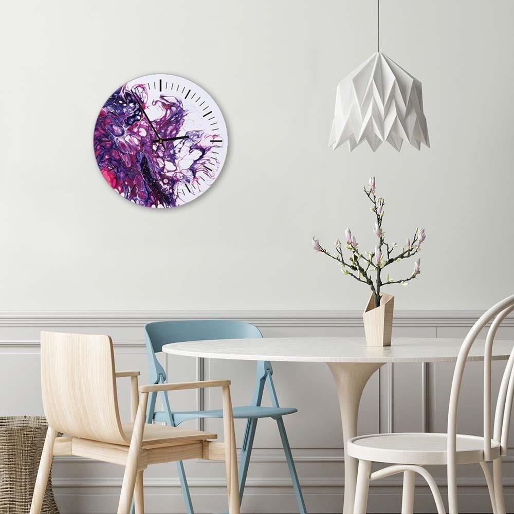 Dekoratīvais sienas pulkstenis Purple marble 3 E-interjers.lv