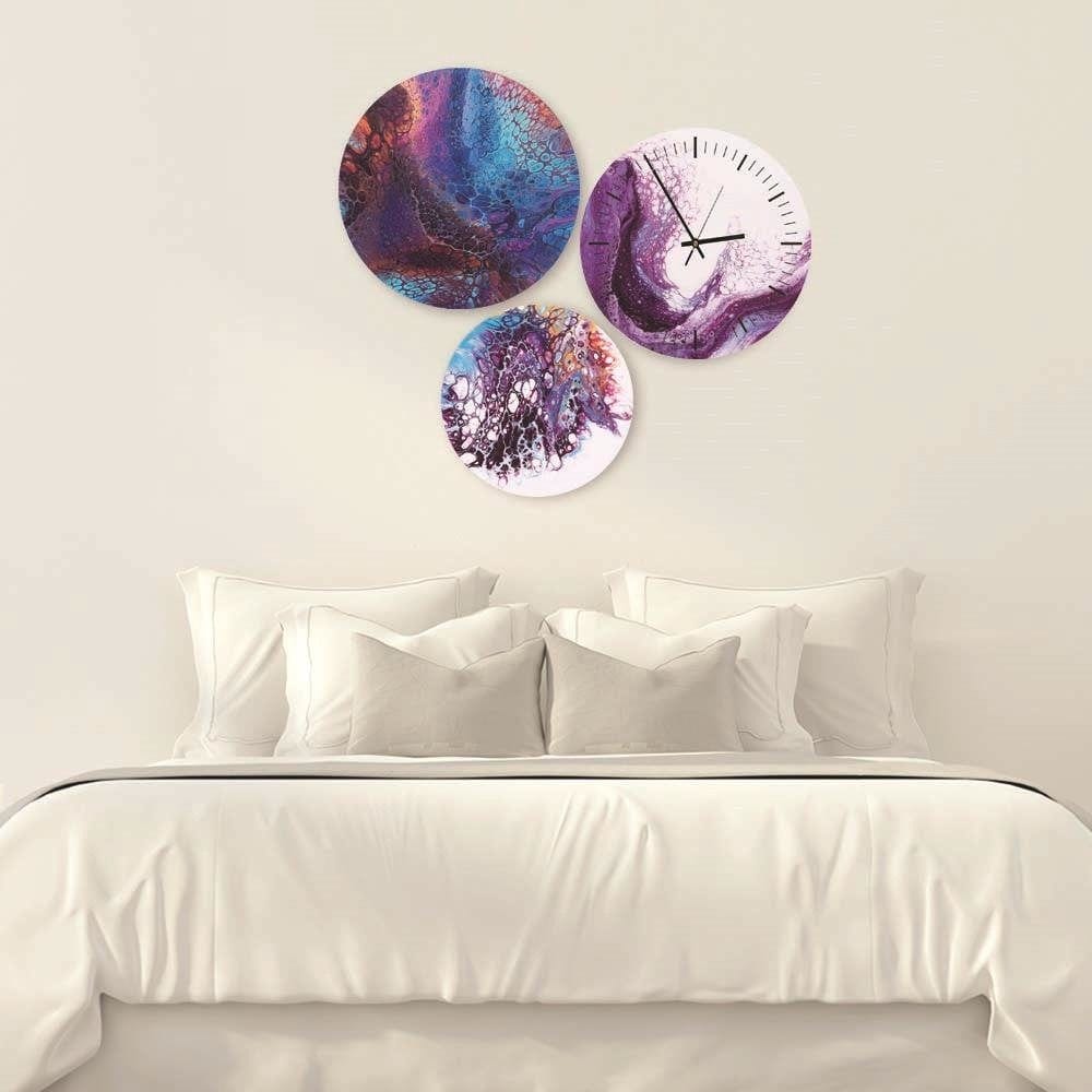 Dekoratīvais sienas pulkstenis Purple marble E-interjers.lv