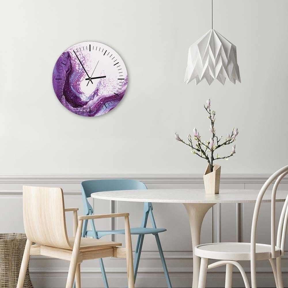 Dekoratīvais sienas pulkstenis Purple marble E-interjers.lv