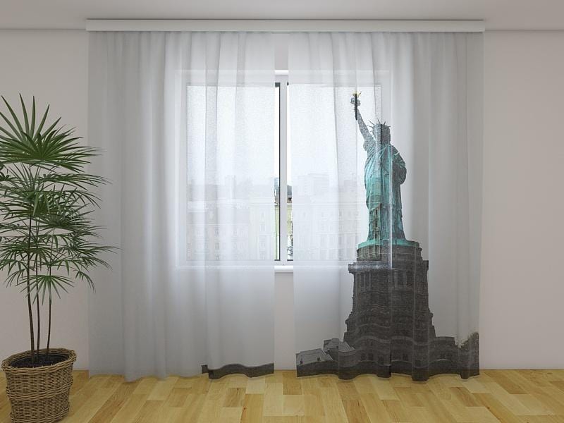 Dienas un nakts aizkari - Brīvības statuja 180 x 140 cm (2X 90x140 cm) / Сaurspīdīgs šifons E-interjers.lv