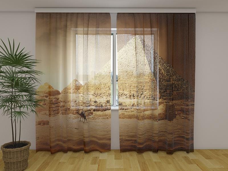 Dienas un nakts aizkari - Ēģiptes piramīdas 180 x 140 cm (2X 90x140 cm) / Сaurspīdīgs šifons E-interjers.lv