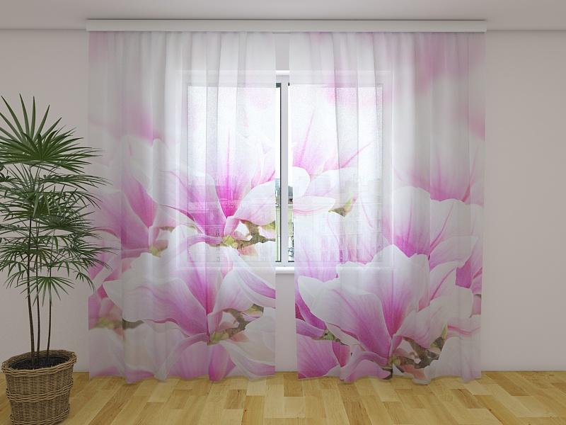 Dienas un nakts aizkari - Gaumīgās magnolijas 180 x 140 cm (2X 90x140 cm) / Сaurspīdīgs šifons E-interjers.lv