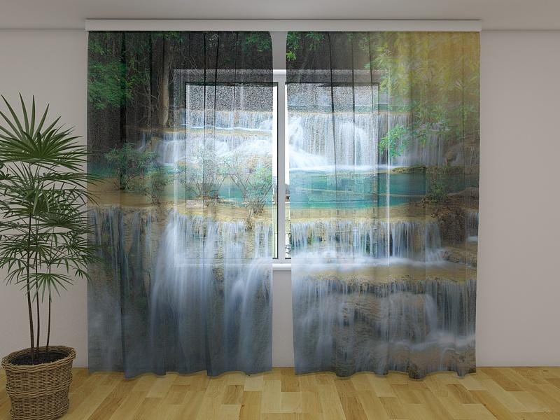 Dienas un nakts aizkari - Kančaburi ūdenskritums 2. versija 180 x 140 cm (2X 90x140 cm) / Сaurspīdīgs šifons E-interjers.lv