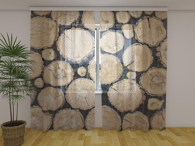 Dienas un nakts aizkari - Koku celmi 2. versija 180 x 140 cm (2X 90x140 cm) / Сaurspīdīgs šifons E-interjers.lv