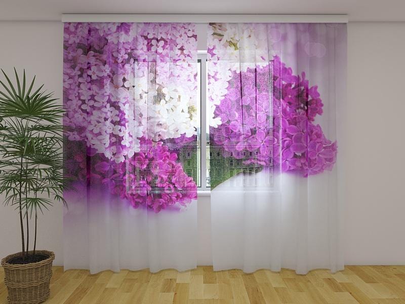 Dienas un nakts aizkari - Parīzes ceriņi 180 x 140 cm (2X 90x140 cm) / Сaurspīdīgs šifons E-interjers.lv