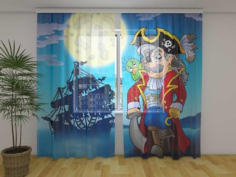 Dienas un nakts aizkari - Pirāti 180 x 140 cm (2X 90x140 cm) / Сaurspīdīgs šifons E-interjers.lv