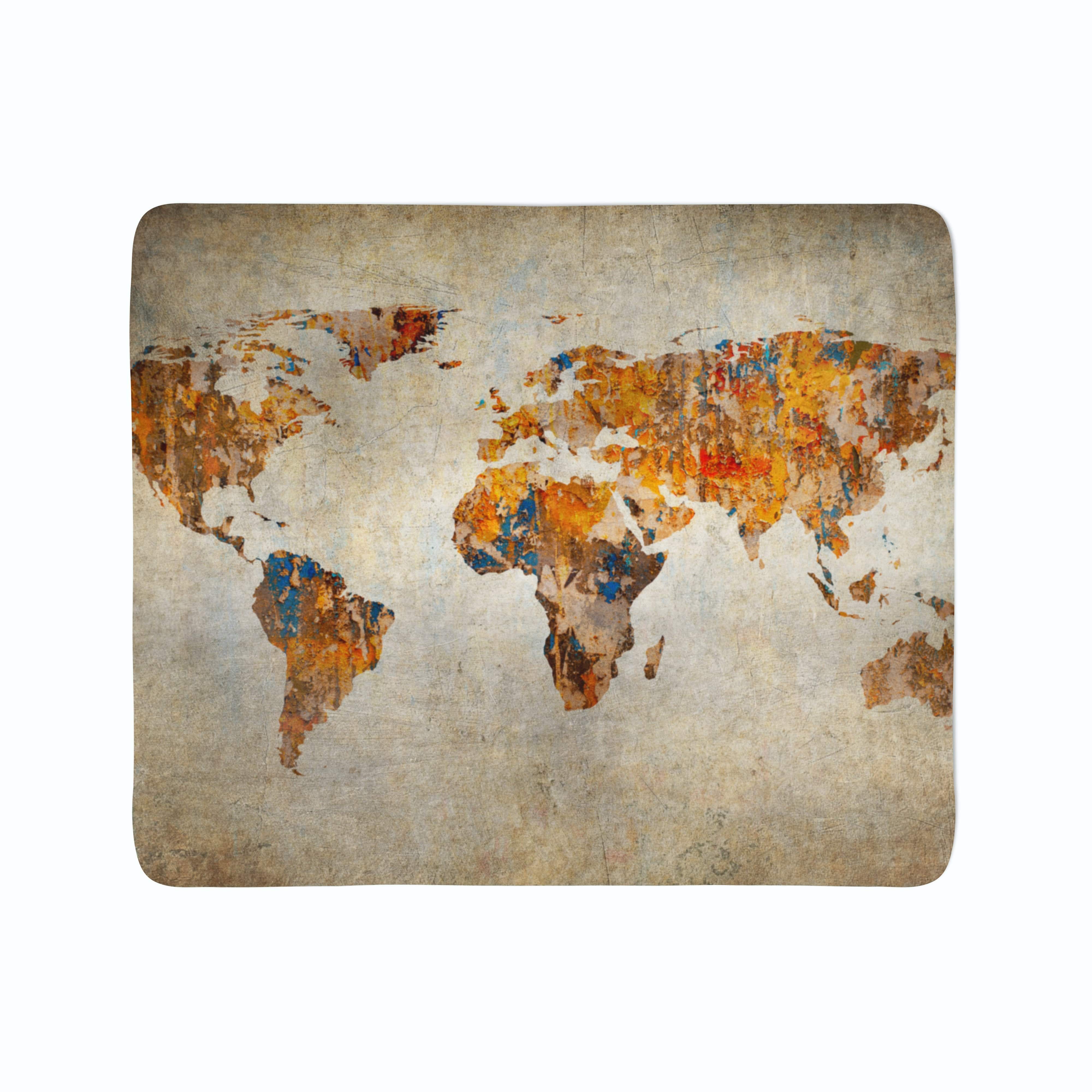 Flīsa pleds Grunge Map of the World E-interjers.lv