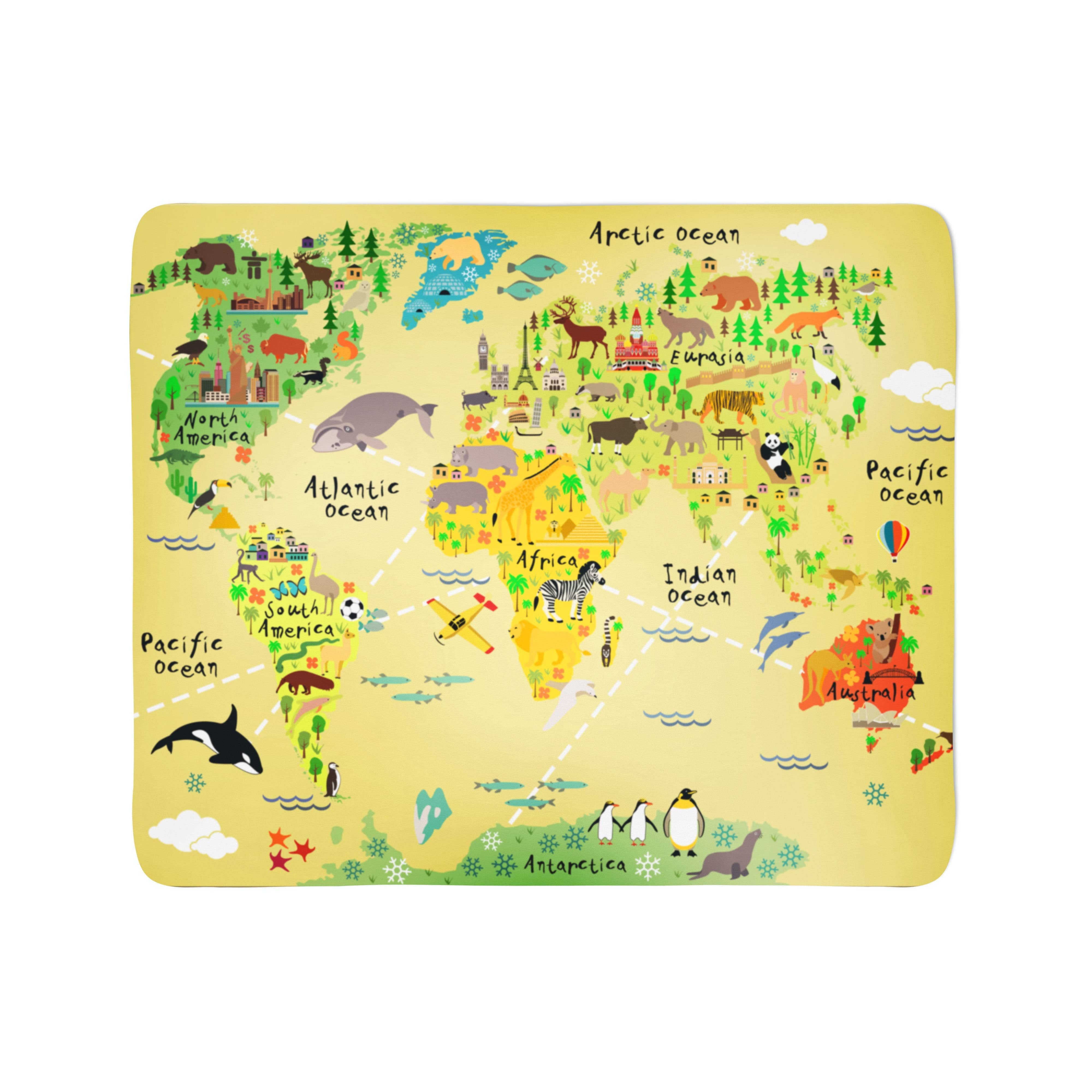 Flīsa pleds Kids Map E-interjers.lv