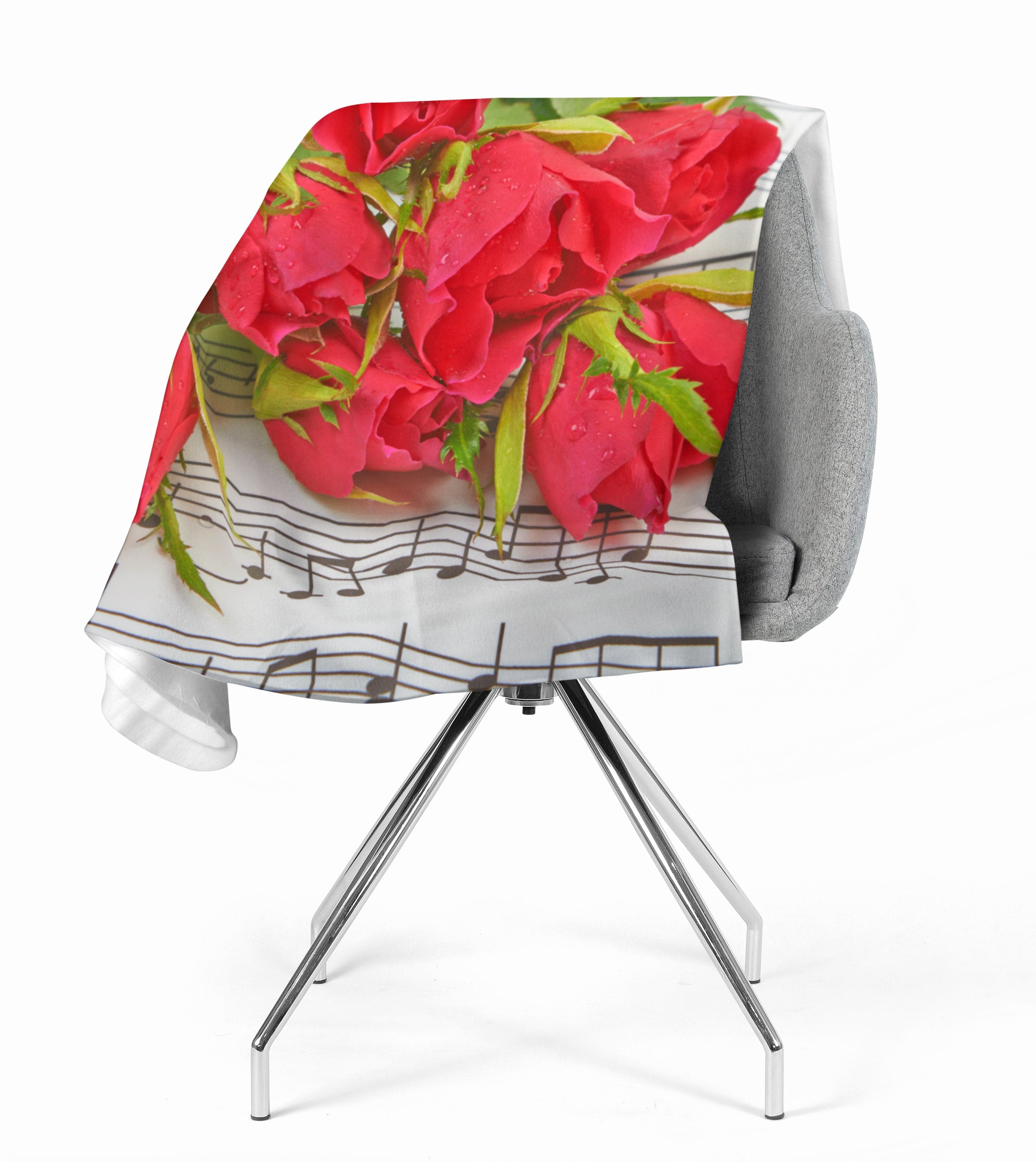 Flīsa pleds Roses and Notes E-interjers.lv