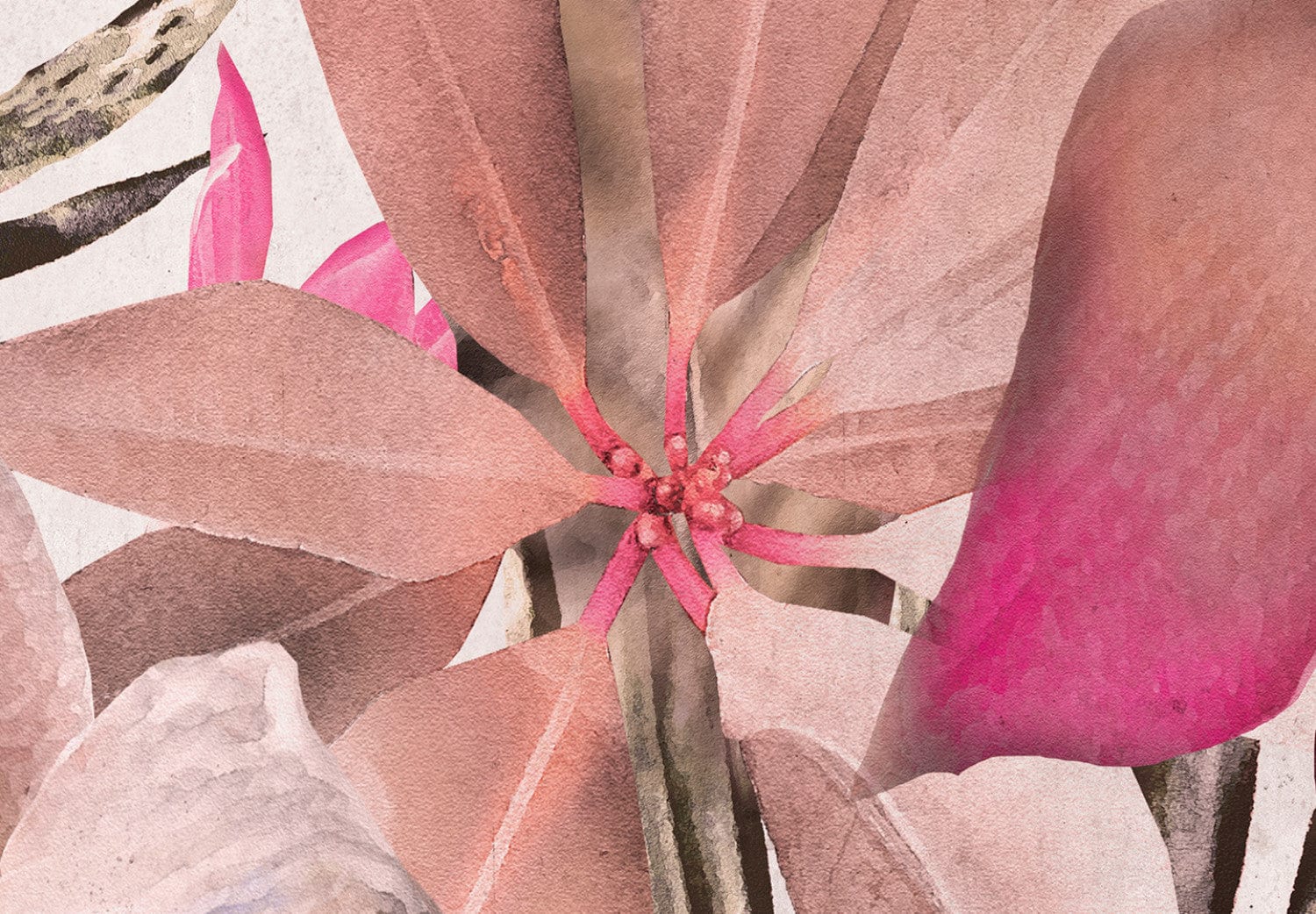 Fototapetes ar tropiskiem ziediem rozā krāsā - Ziedošie džungļi 135732 E-interjers.lv