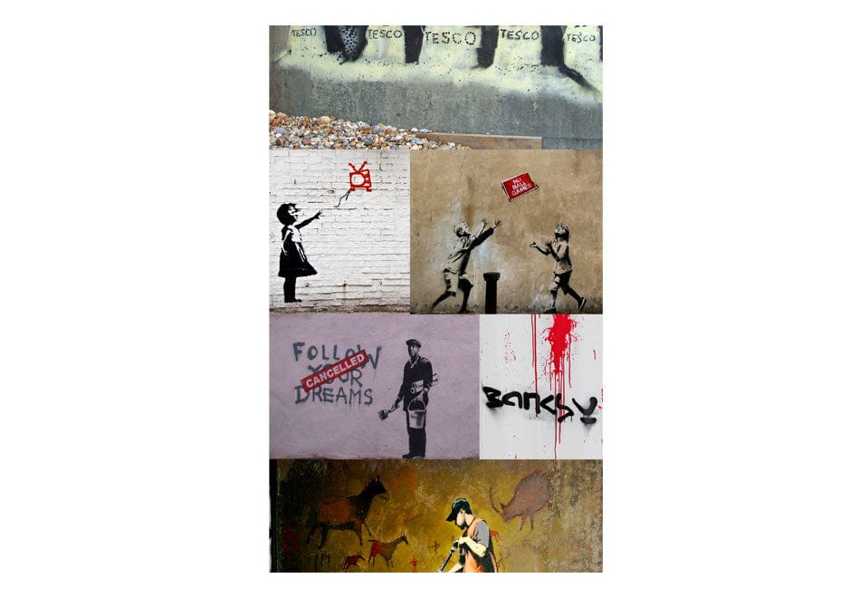 Fototapetes - Banksy - kolāža (0,50x10 m) 50x1000 E-interjers.lv
