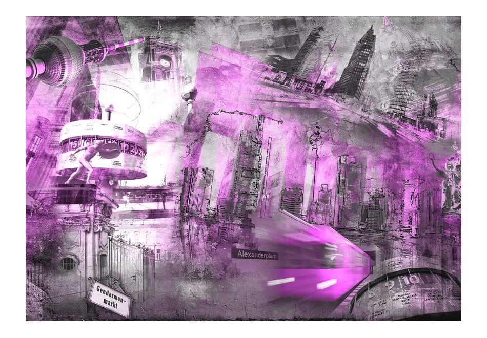 Fototapetes - Berlīne - kolāža (violeta) E-interjers.lv