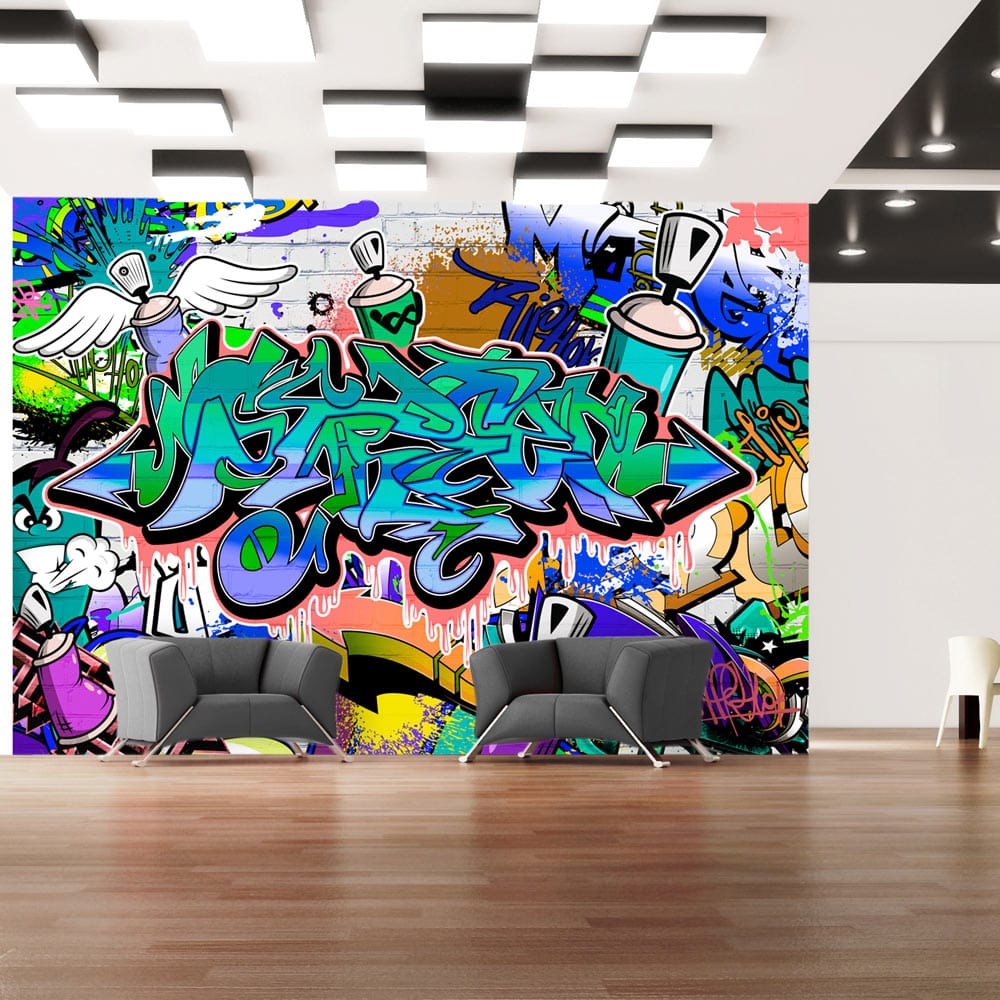 Fototapetes - Grafiti (zilais motīvs) E-interjers.lv