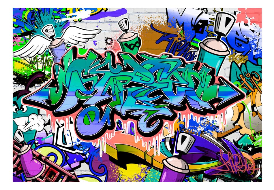 Fototapetes - Grafiti (zilais motīvs) E-interjers.lv