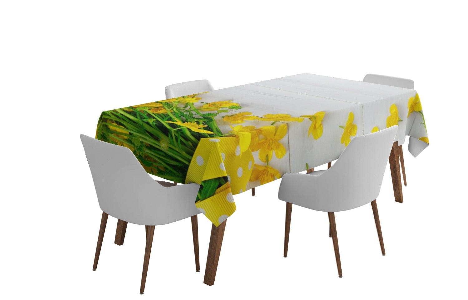 Galdauts - Dzelteni ziedi uz balta fona Home Trends