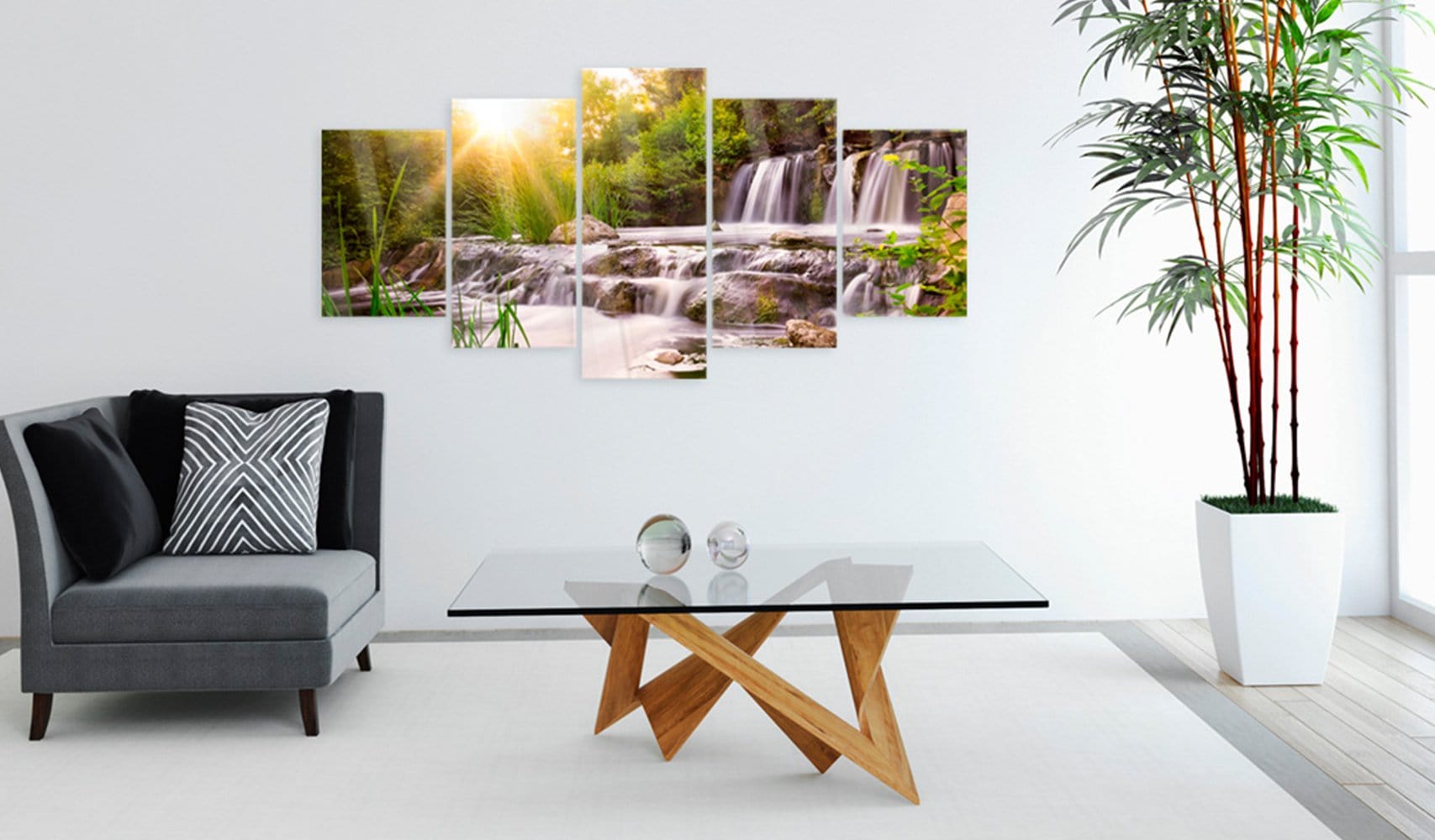 Glezna ar akrila stiklu - Meža ūdenskritums Home trends