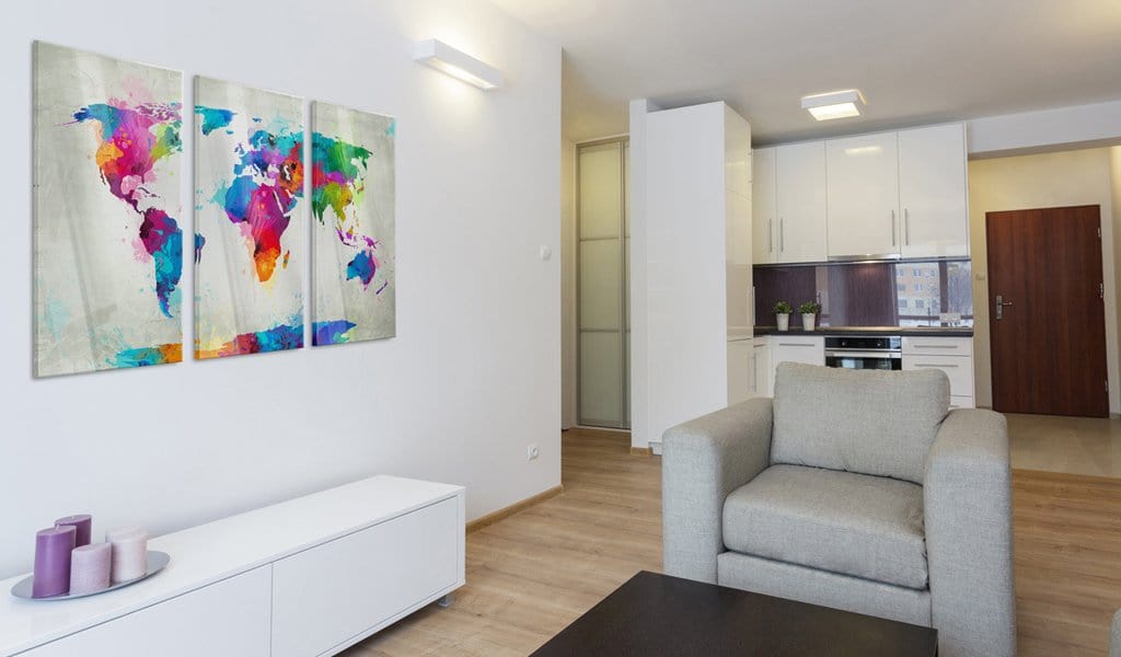 Glezna ar akrila stiklu - Pasaules karte: Krāsu eksplozija Home trends
