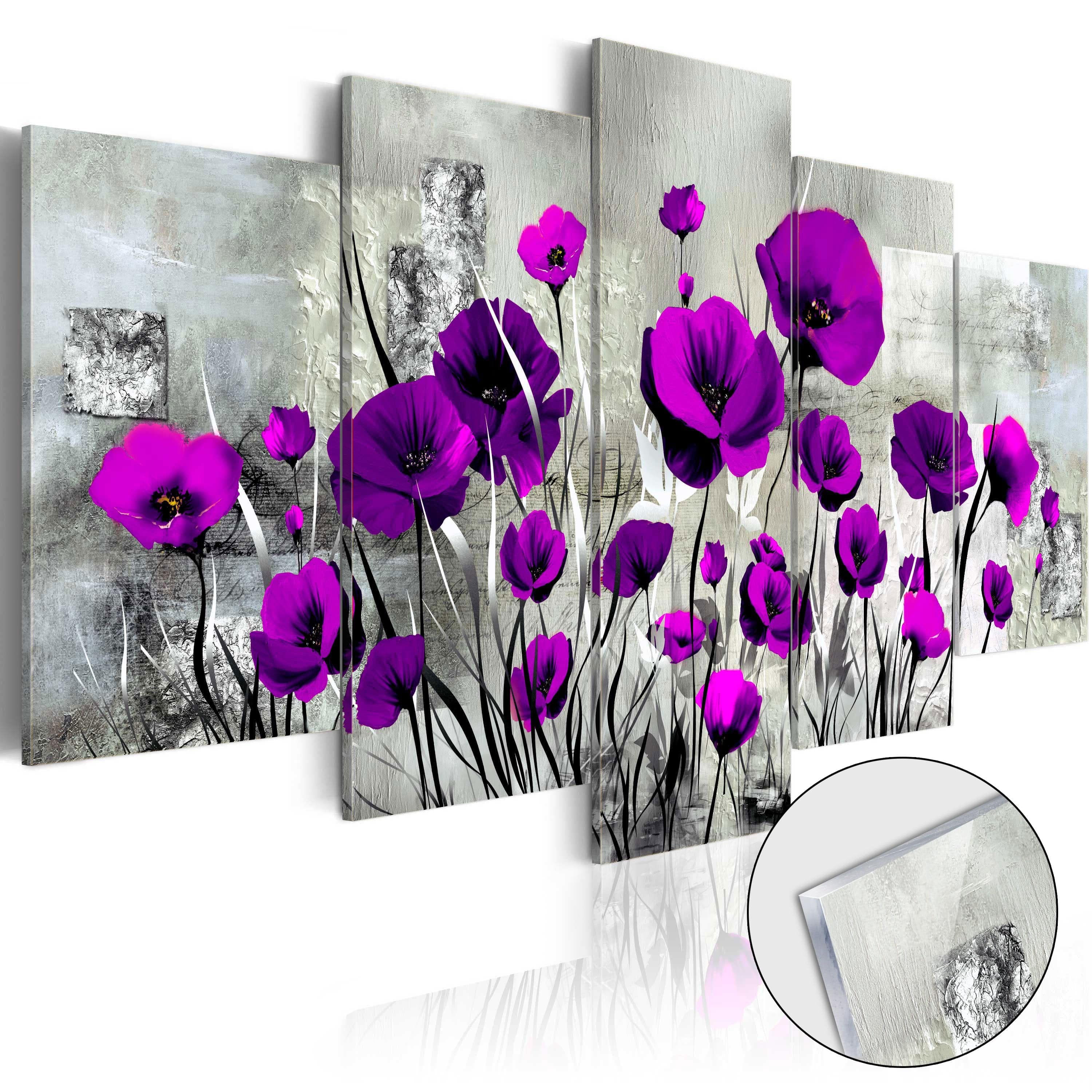 Glezna ar akrila stiklu - Pļava: violetās magones Home trends