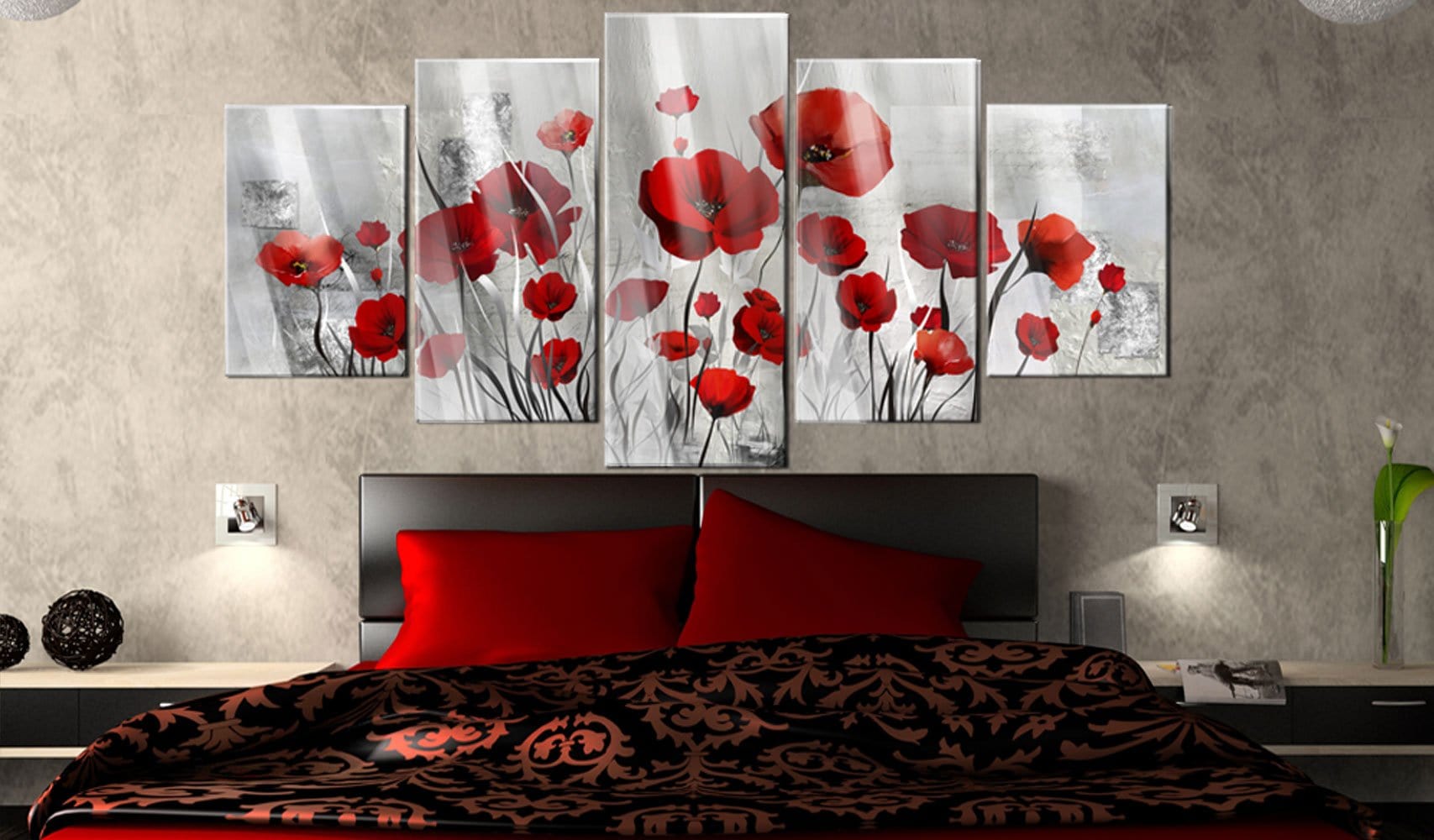 Glezna ar akrila stiklu - Sarkanais mākonis Home trends