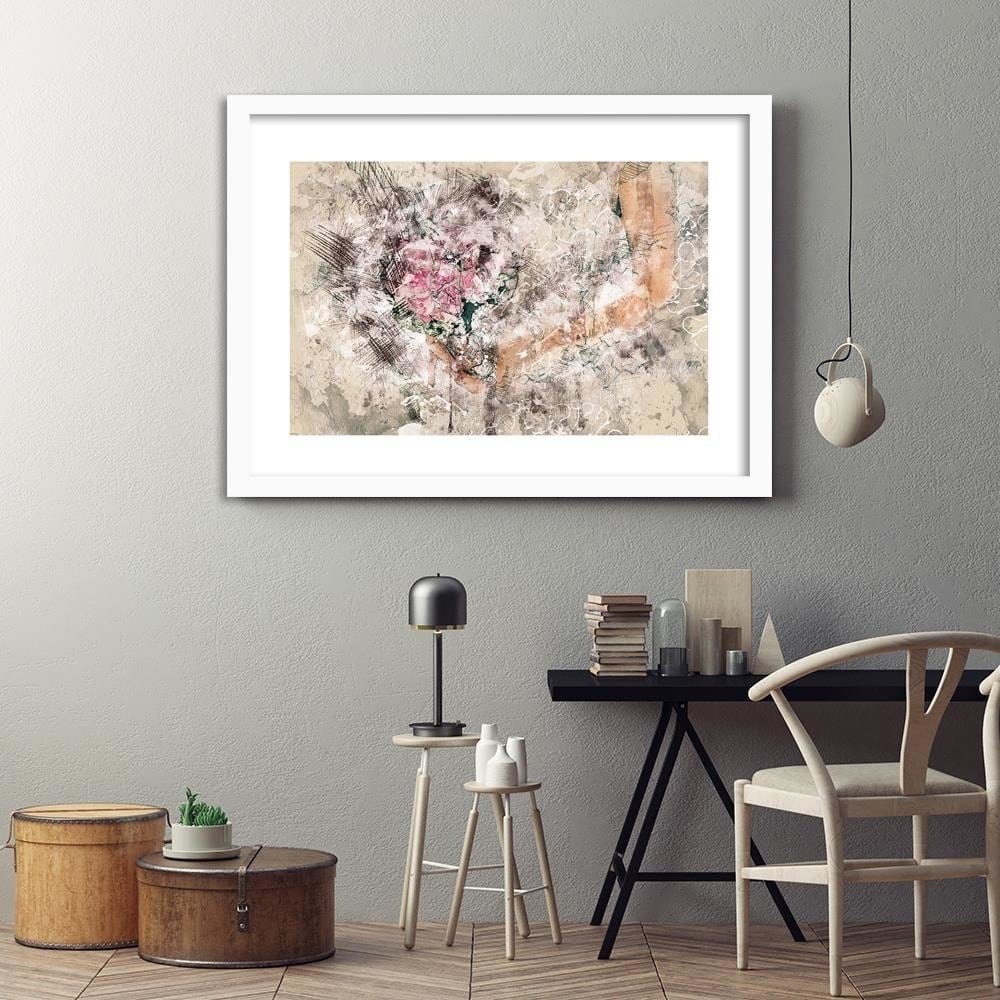 Glezna baltā rāmī - A Bouquet Of Flowers Abstraction Home Trends DECO