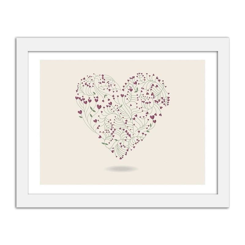 Glezna baltā rāmī - A floral heart Home Trends DECO