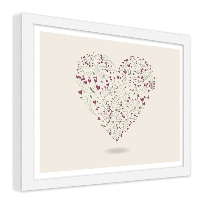 Glezna baltā rāmī - A floral heart Home Trends DECO