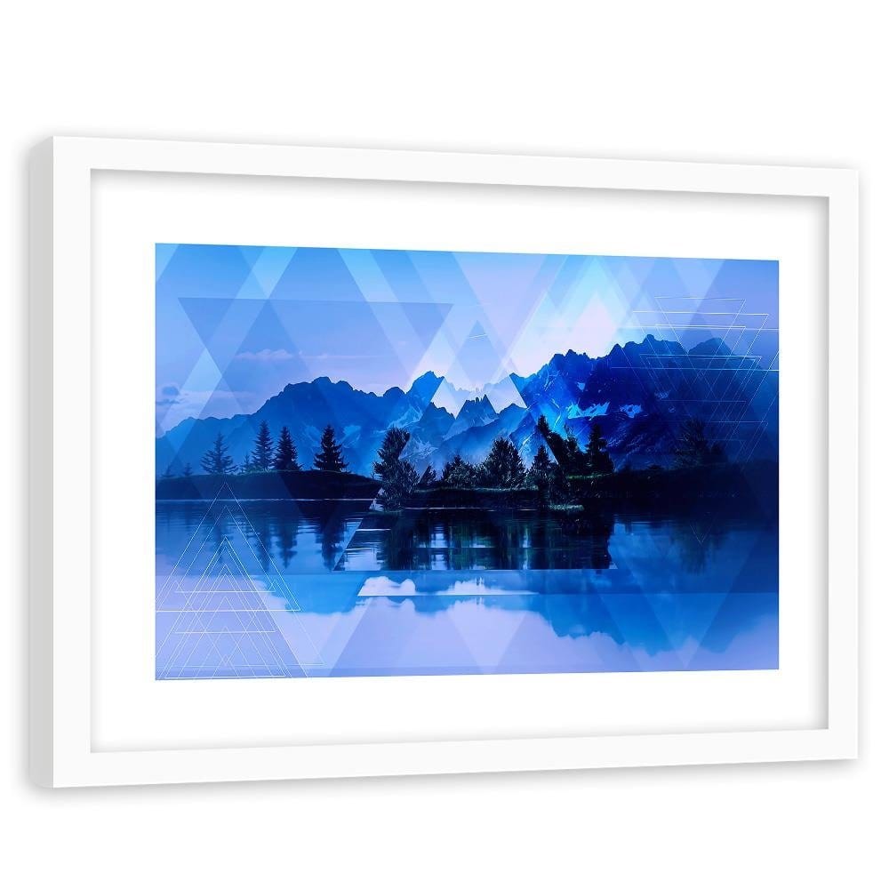 Glezna baltā rāmī - A Lake In The Mountains 1 Home Trends DECO