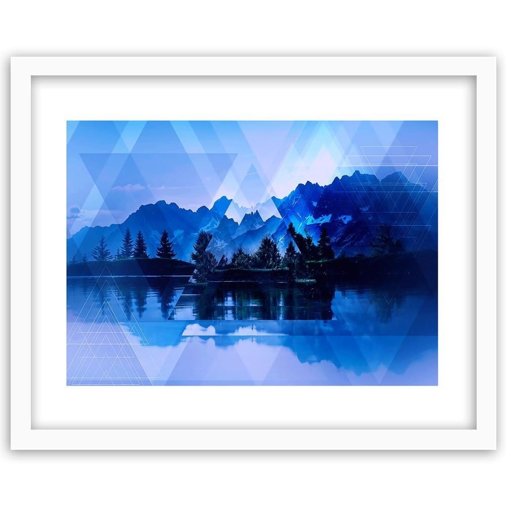 Glezna baltā rāmī - A Lake In The Mountains 1 Home Trends DECO