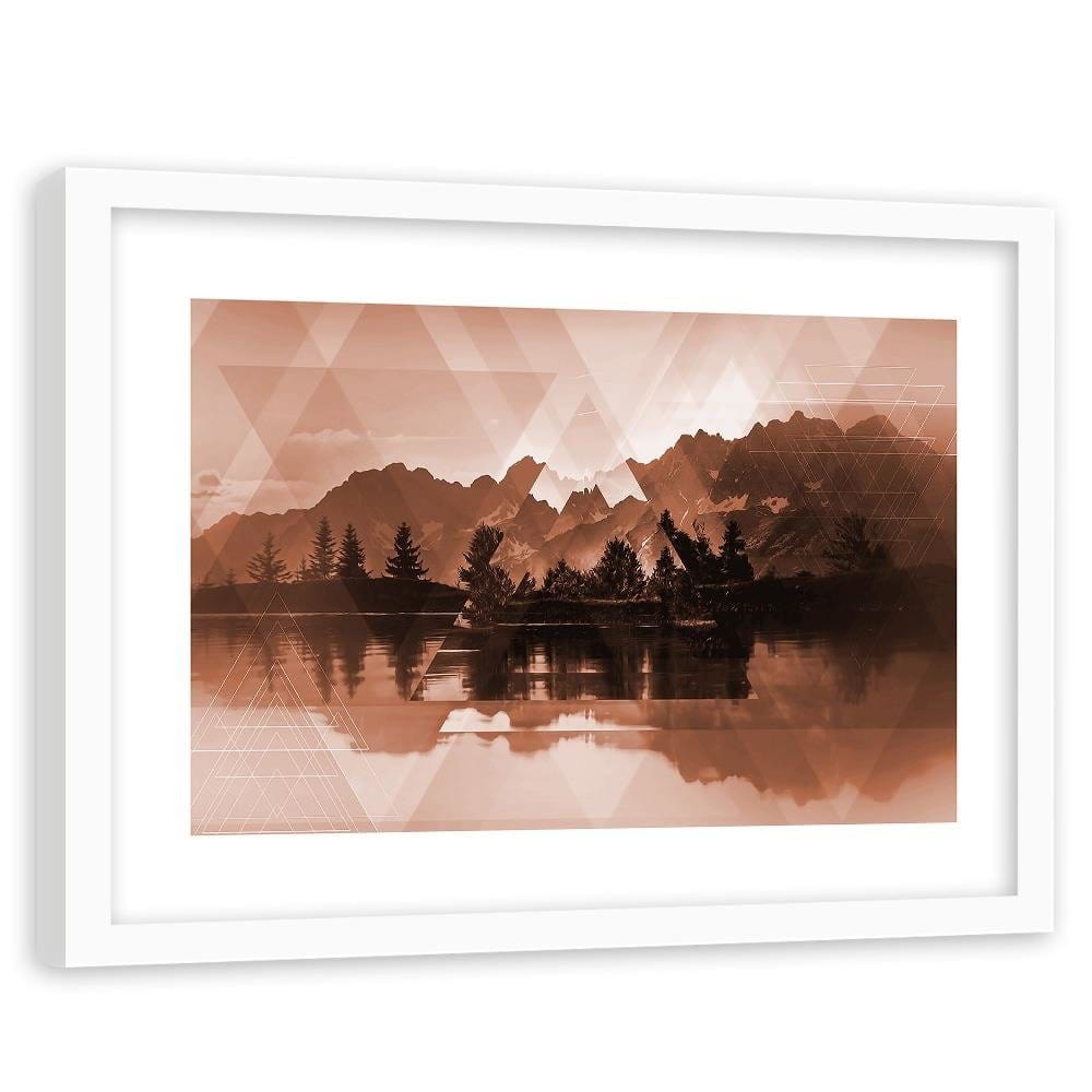 Glezna baltā rāmī - A Lake In The Mountains 2 Home Trends DECO