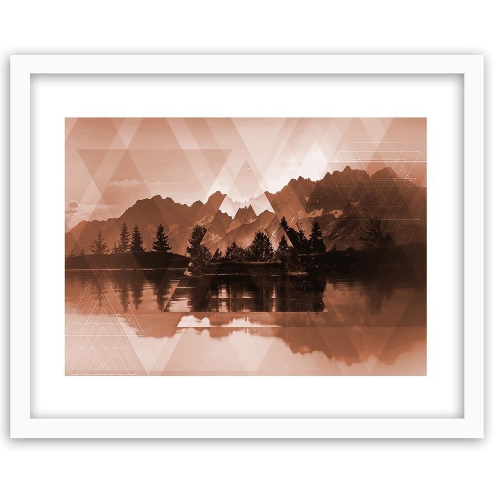 Glezna baltā rāmī - A Lake In The Mountains 2 Home Trends DECO