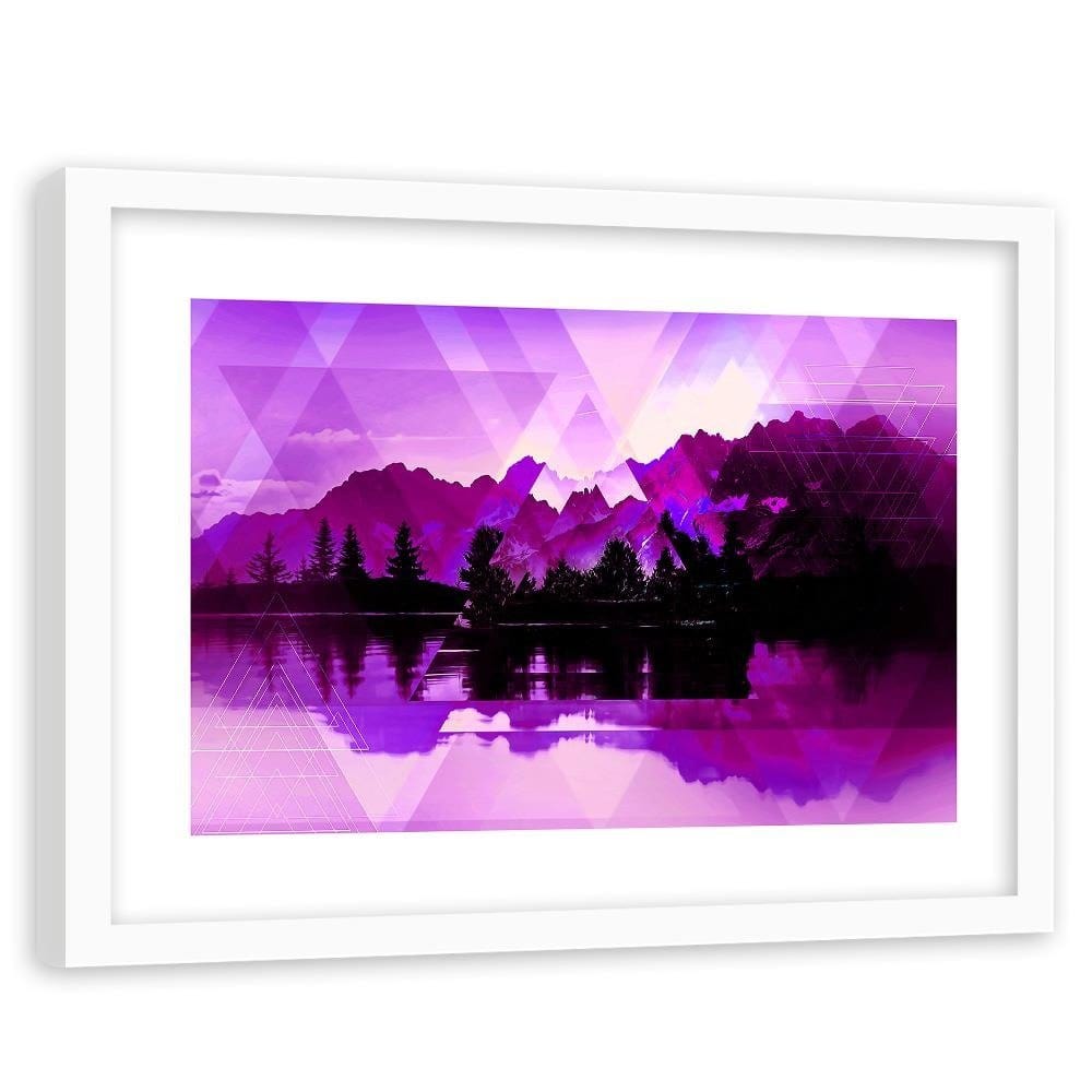 Glezna baltā rāmī - A Lake In The Mountains 3 Home Trends DECO