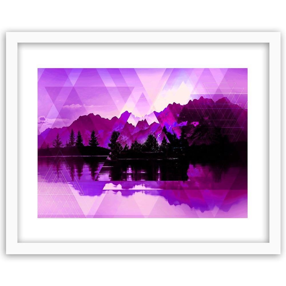 Glezna baltā rāmī - A Lake In The Mountains 3 Home Trends DECO