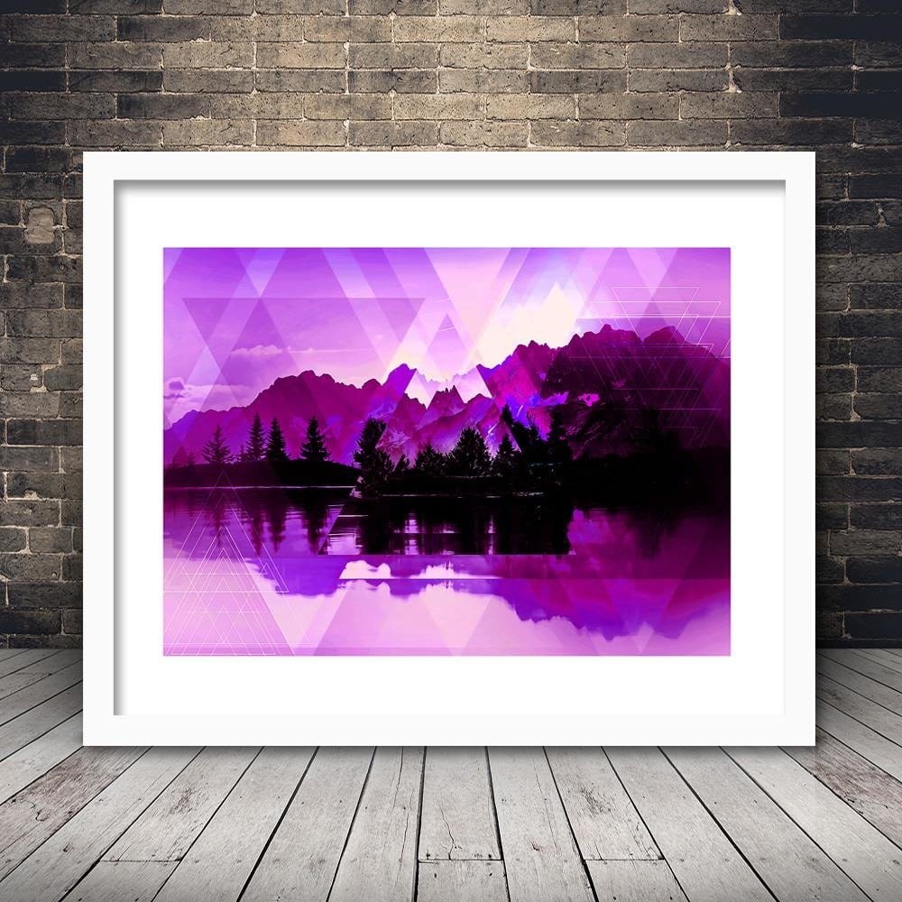 Glezna baltā rāmī - A Lake In The Mountains 3 Home Trends DECO