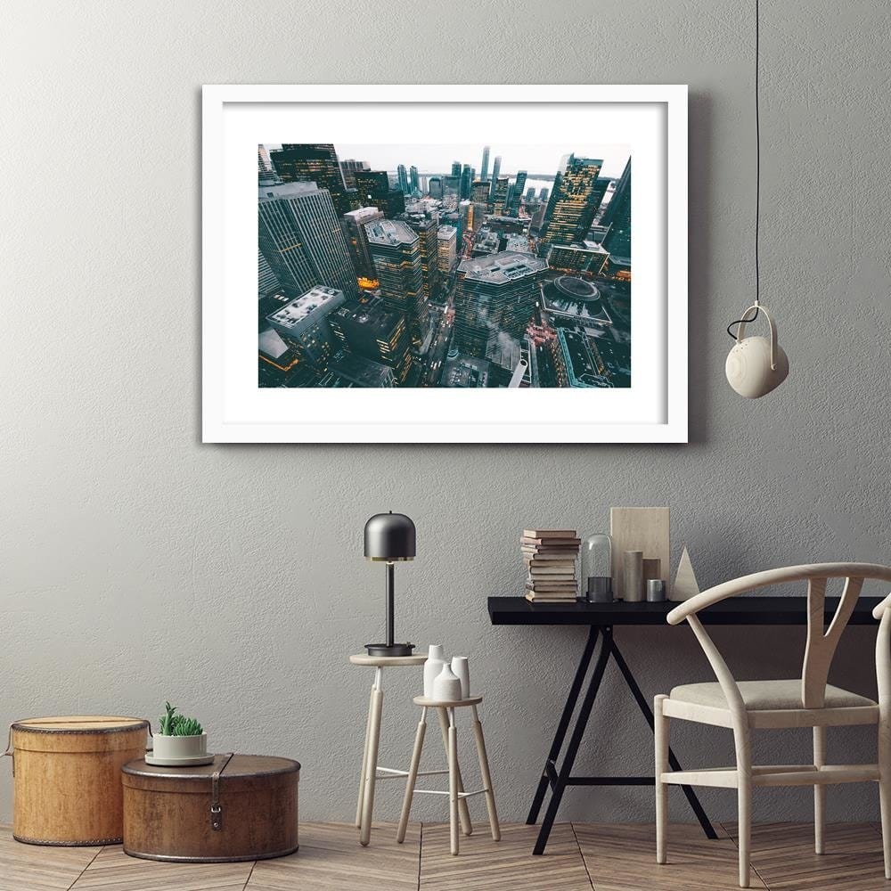 Glezna baltā rāmī - A Modern City With A Bird Home Trends DECO