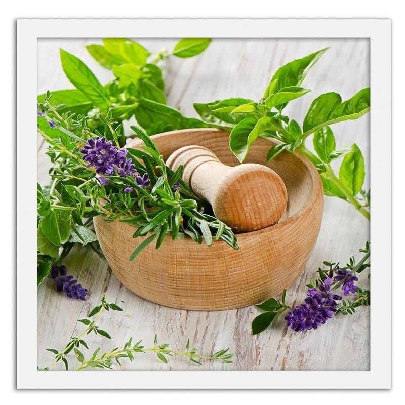 Glezna baltā rāmī - A mortar with herbs Home Trends DECO